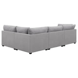 Room setting with Cambria 4-Piece Grey Upholstered Modular Sectional Sofa