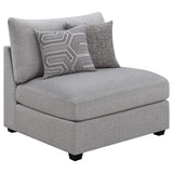 Room setting with Cambria 5-piece grey modular sectional sofa