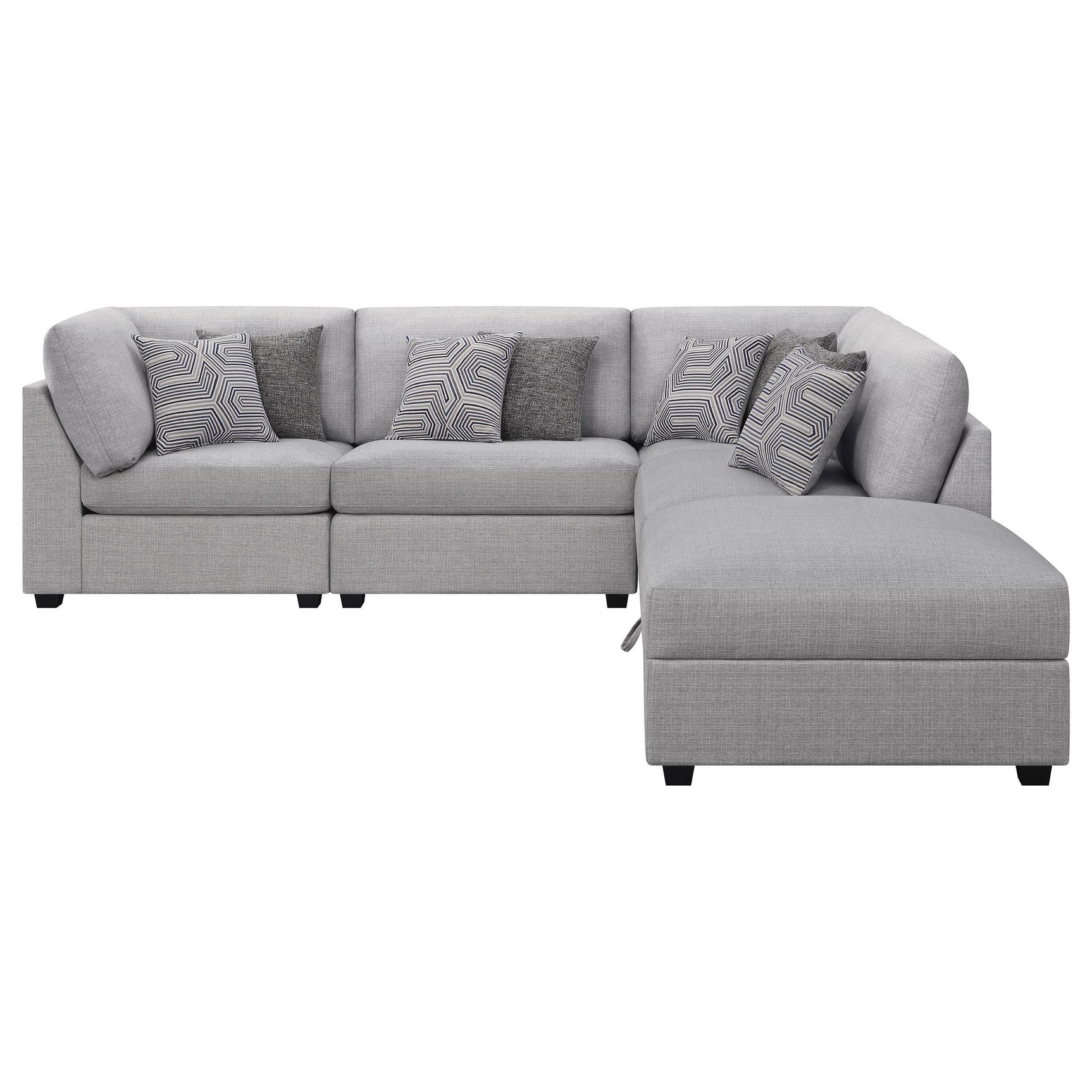 detail view of Cambria 5-Piece Upholstered Modular Sectional Sofa Grey sectional sofa