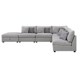 Detail of fabric upholstery on Cambria sectional sofa