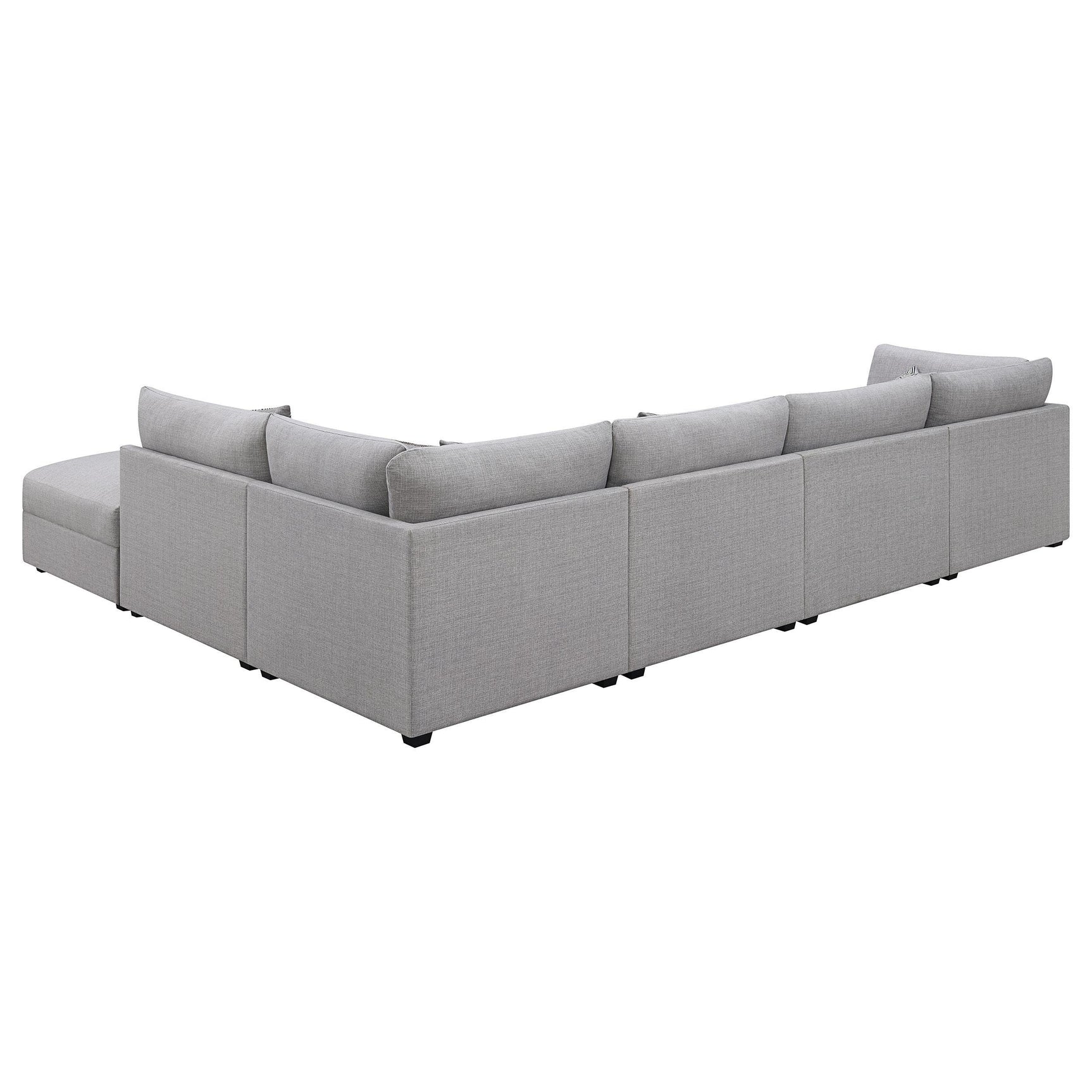 Room view showing Cambria 6-Piece Grey Upholstered Modular Sectional Sofa in living area