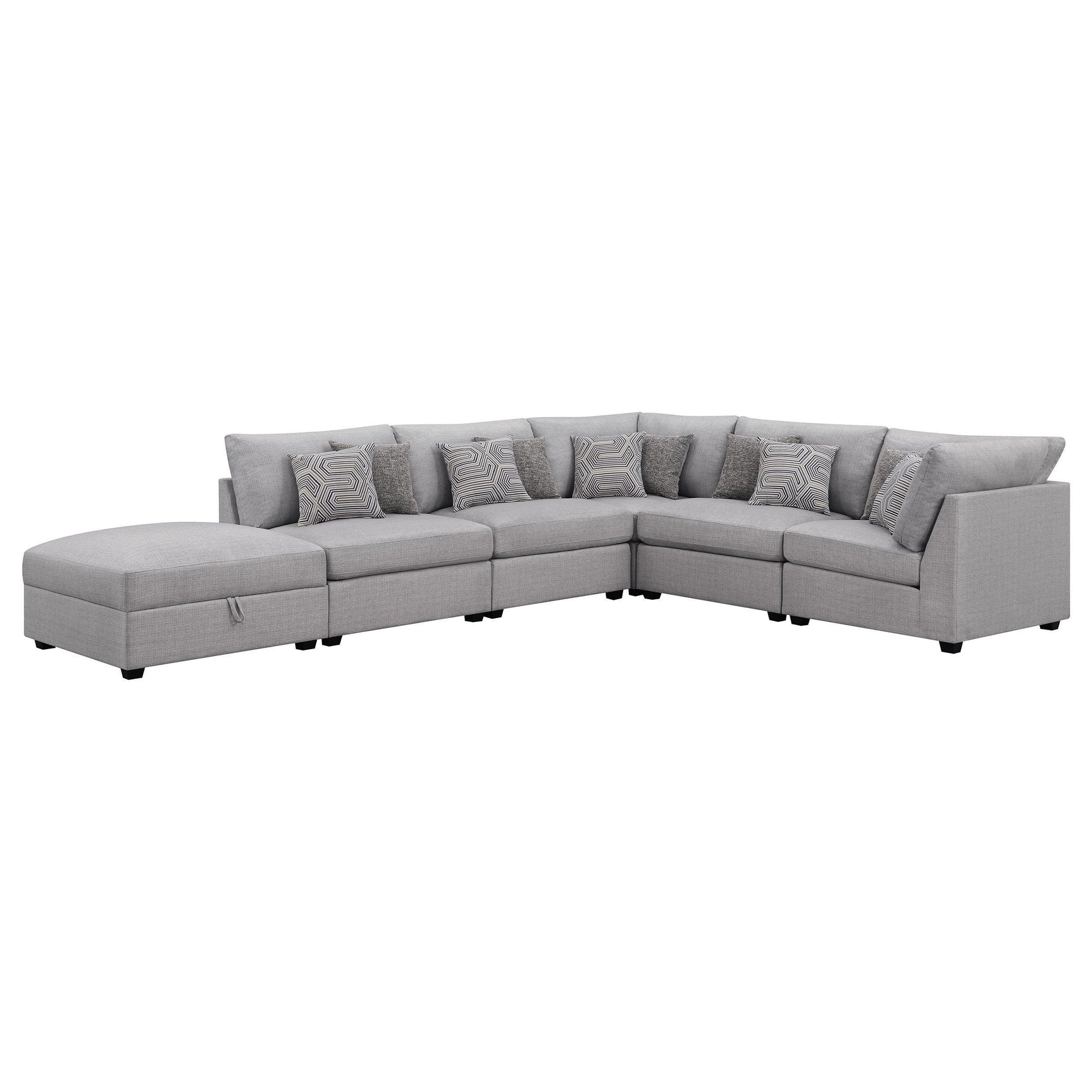 Cambria 6-Piece Grey Upholstered Modular Sectional Sofa main view