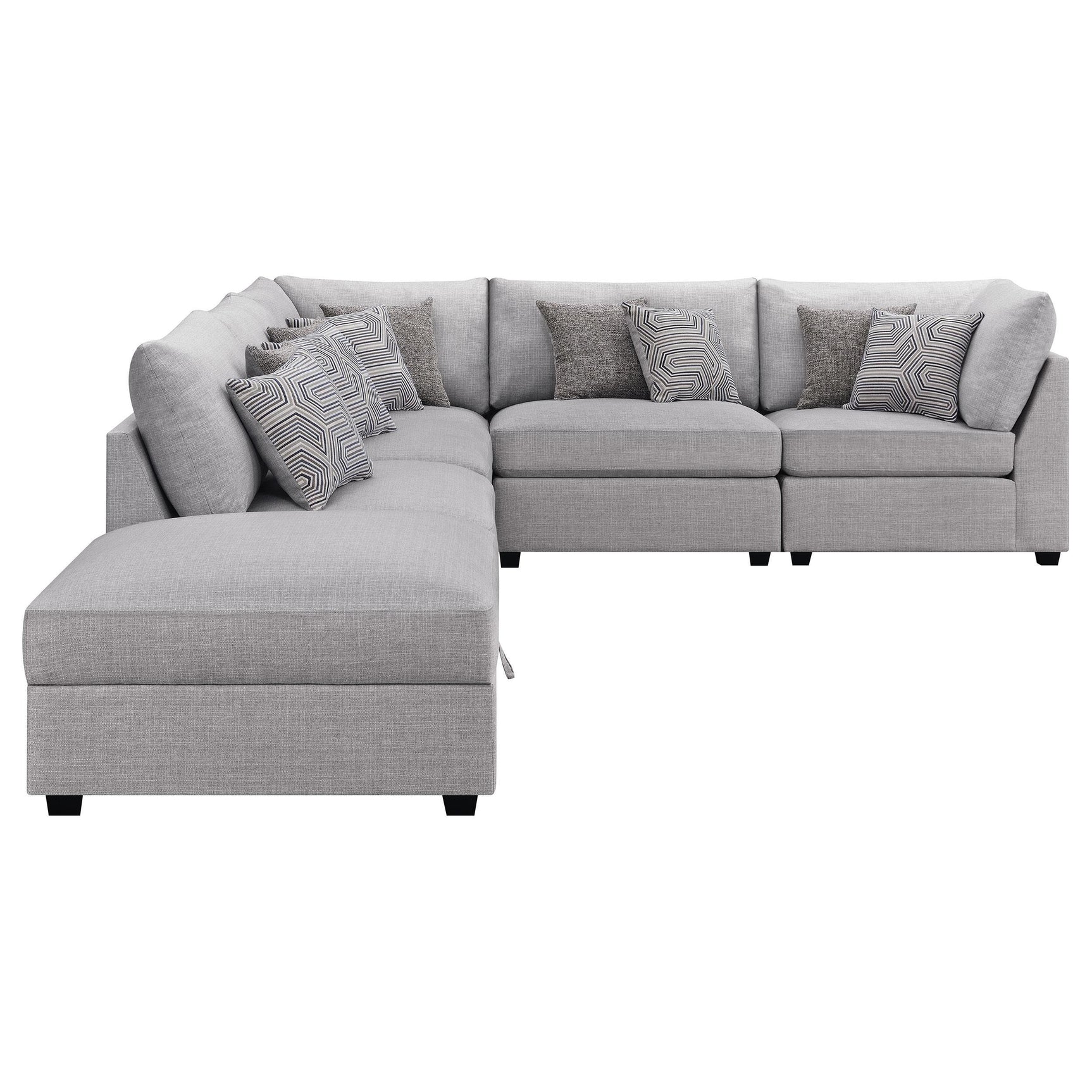 Cambria 6-Piece Grey Upholstered Modular Sectional Sofa main view