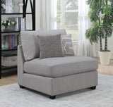 Cambria Grey Upholstered Armless Accent Chair side angle