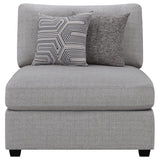 Cambria Grey Upholstered Armless Accent Chair back detail
