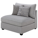 Cambria Grey Upholstered Armless Accent Chair cushion close-up