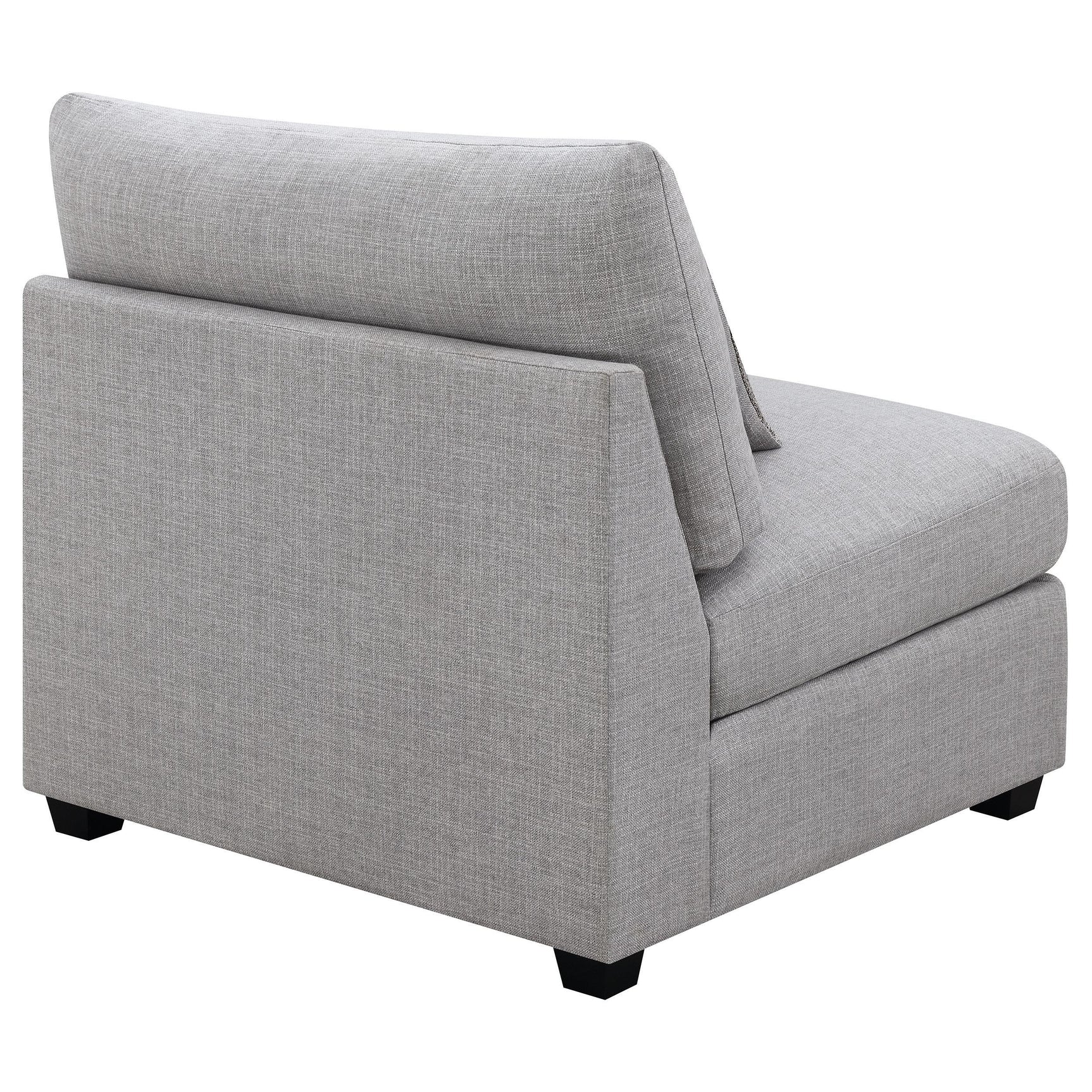 Cambria Grey Upholstered Armless Accent Chair corner seating option