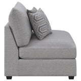 Cambria Grey Upholstered Armless Accent Chair living room scene