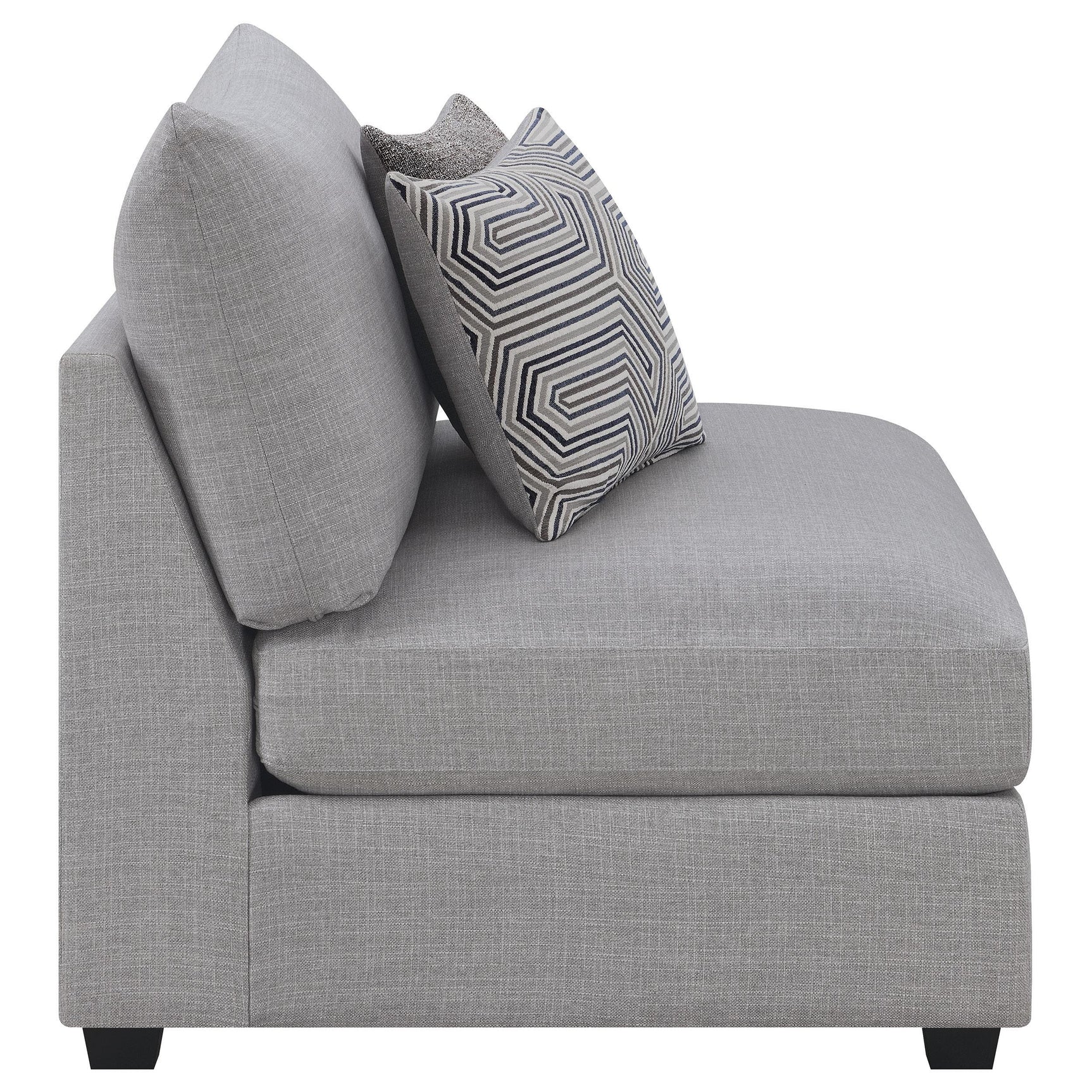 Cambria Grey Upholstered Armless Accent Chair living room scene
