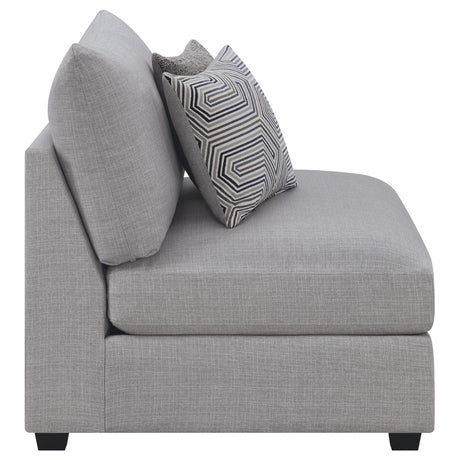 Cambria Grey Upholstered Armless Accent Chair living room scene