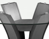 Front view of Camelia Gray Glass Round Counter Height Dining Set