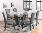 room view of Camelia Gray dining room set styled in modern space
