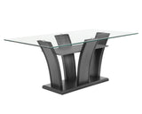 side view of dining table and chairs