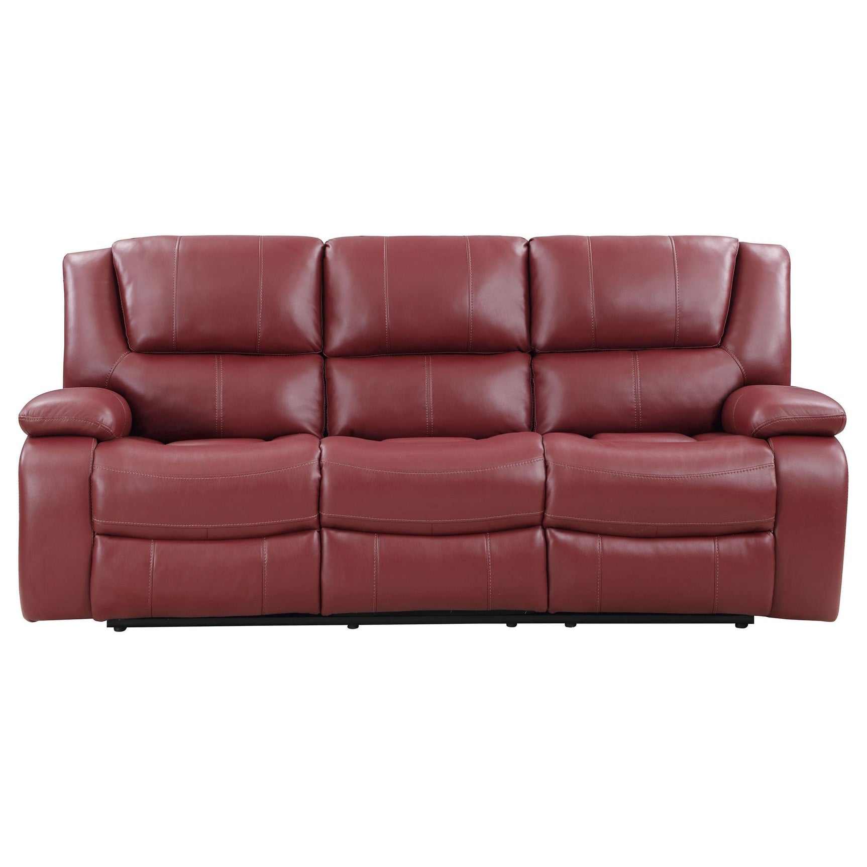 Reclining sofa leg rests covered in matching upholstery