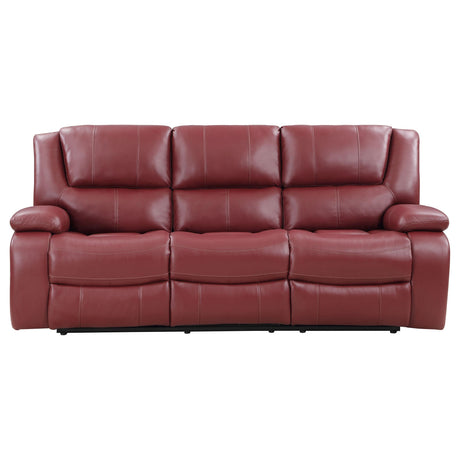 Reclining sofa leg rests covered in matching upholstery
