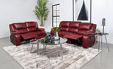 Side angle of Camila reclining sofa with footrest extended