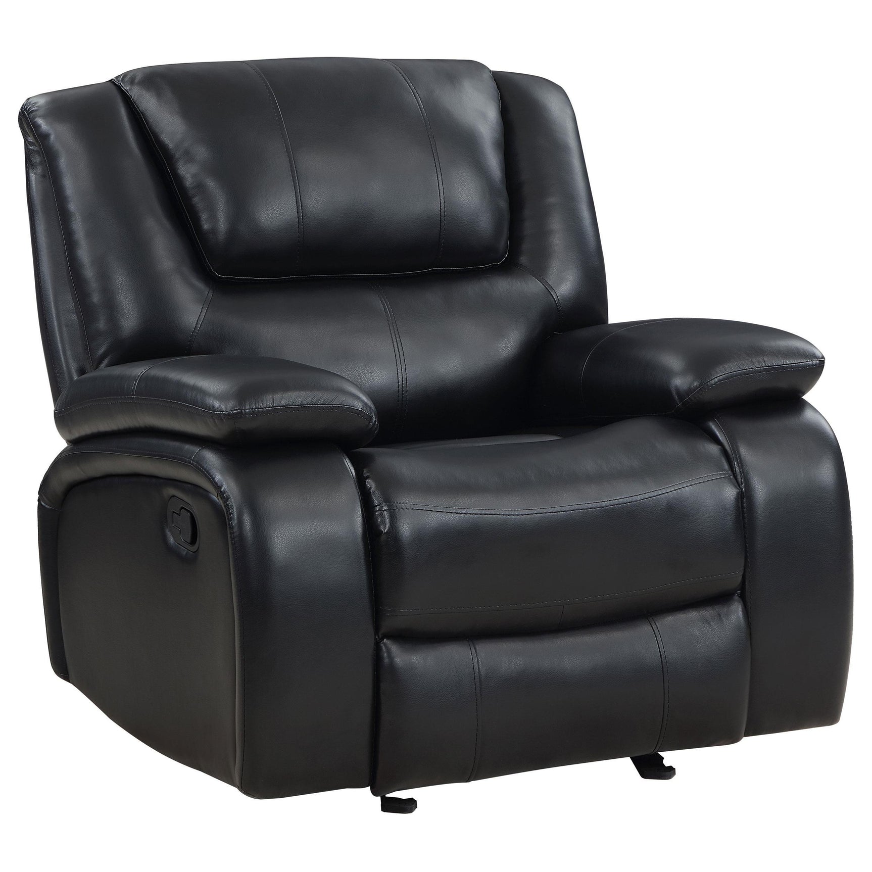 Camila 3-piece black upholstered motion reclining sofa set