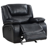 Camila 3-piece black upholstered motion reclining sofa set