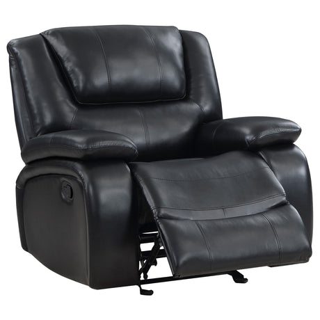 Camila 3-piece black upholstered motion reclining sofa set