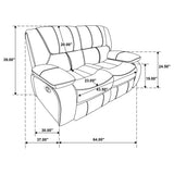 Camila 3-piece black upholstered motion reclining sofa set