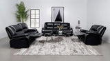 Camila black leatherette recliner glider side view