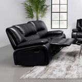 Side view of Camila Black Reclining Loveseat