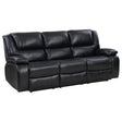 Camila Black Leatherette Reclining Sofa front view