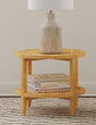 Camillo round side table showing tray edge detail