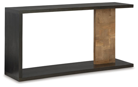 Camlett Console Sofa Table - Side Angle Showing Patchwork Post