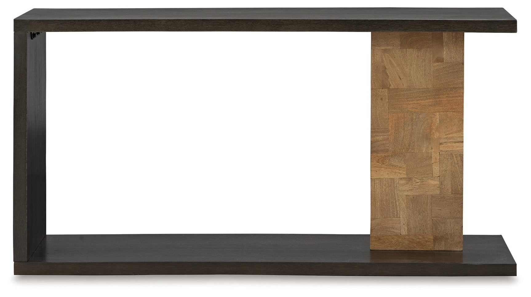 Camlett Console Sofa Table - Angled View with Shelf