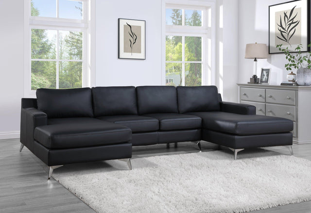 main view of Cace Black Double Chaise Sectional sectional sofa
