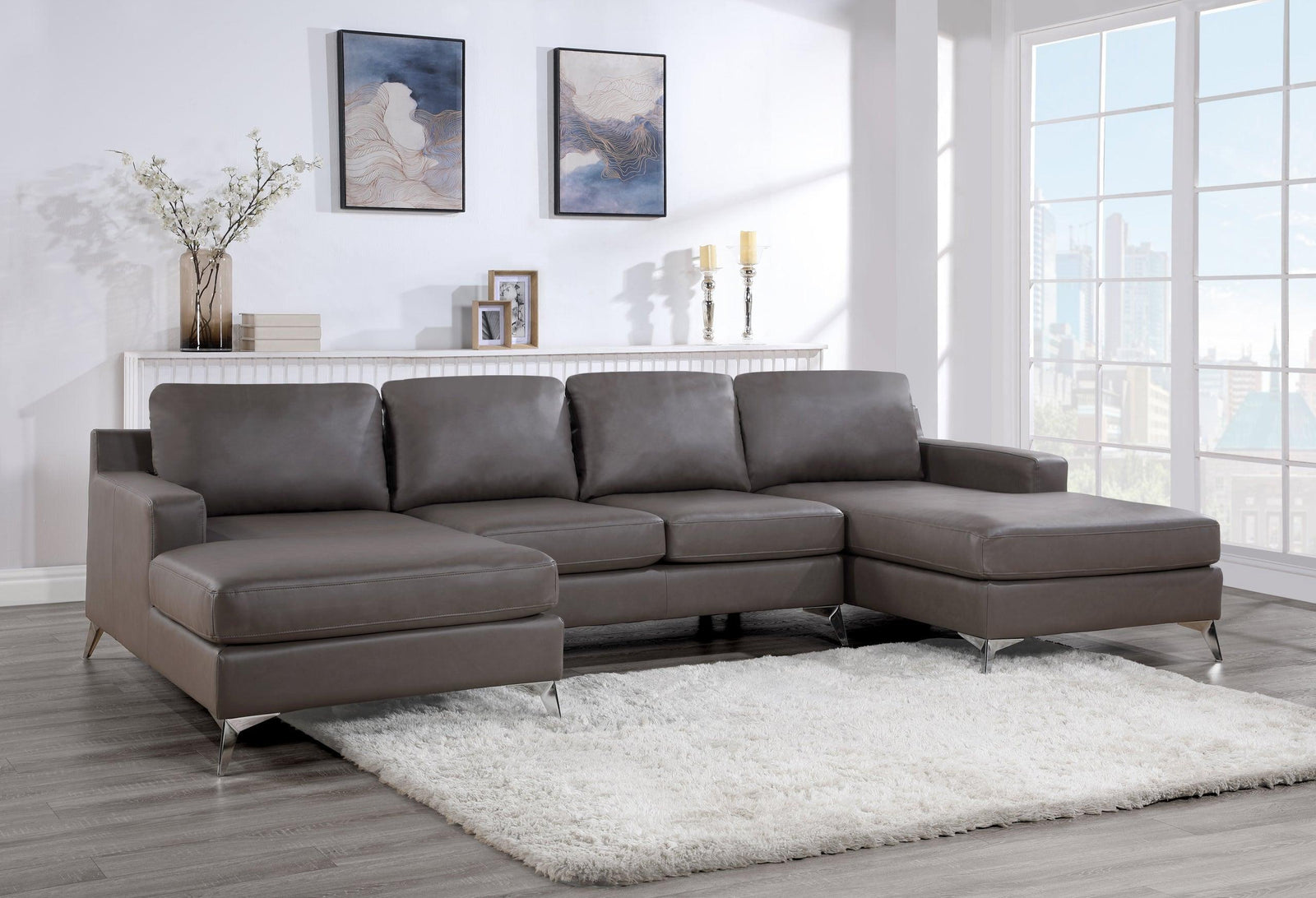 main view of Cace Bronze Double Chaise Sectional sectional sofa