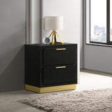 Caraway black 2-drawer nightstand angled side view