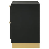 Caraway nightstand showing two closed drawers