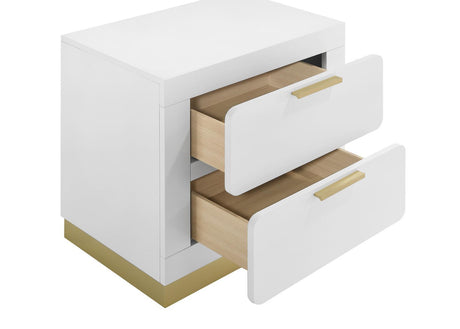 Caraway nightstand with decorative items on top in bright room