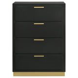Caraway 4-drawer chest black, top view showing handles