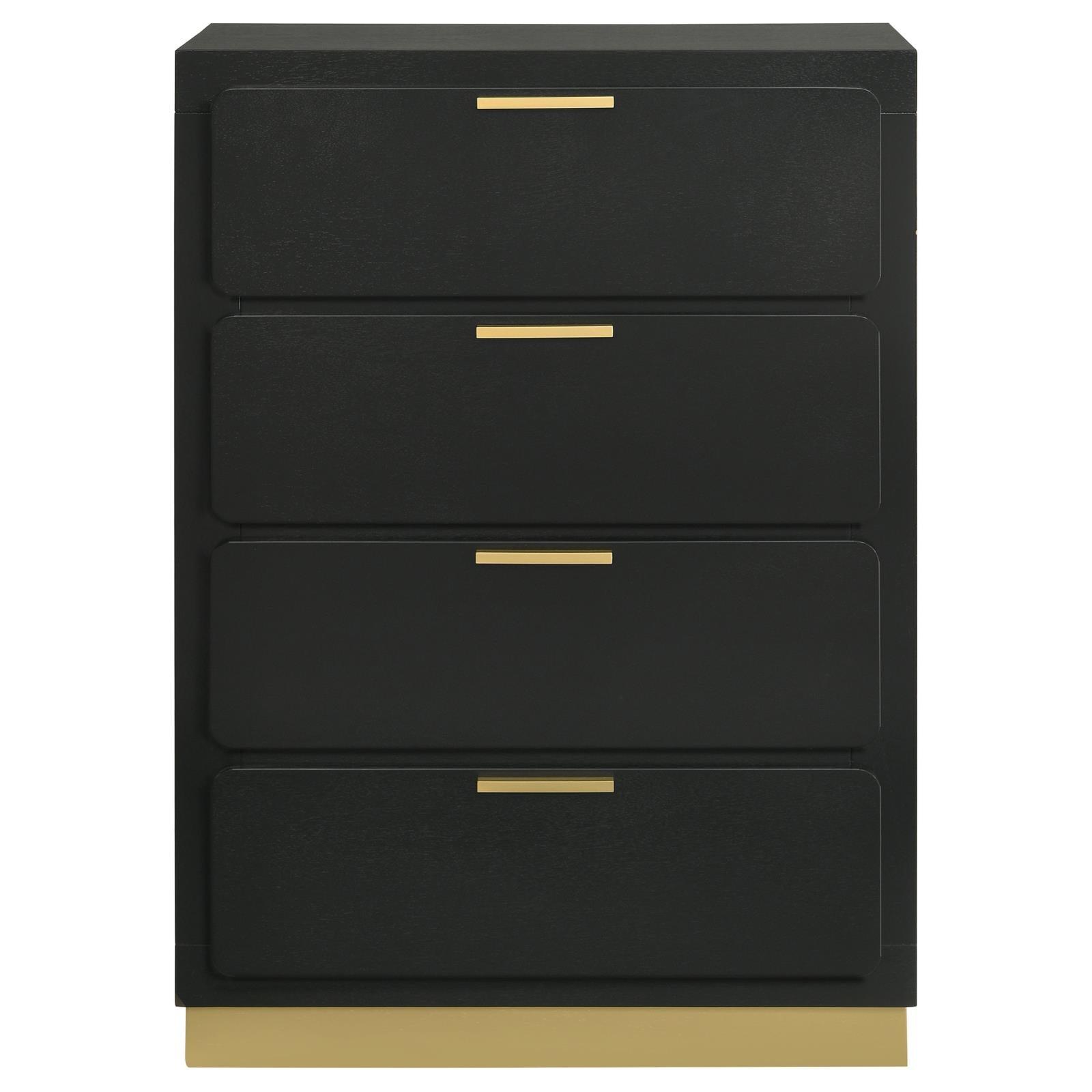 Caraway 4-drawer chest black, top view showing handles