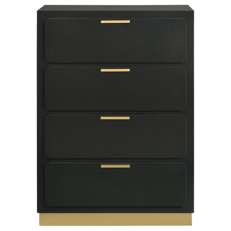 Caraway 4-drawer chest black, top view showing handles