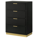 Caraway bedroom chest black, angled side view