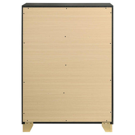 Side profile of Caraway 4-drawer chest in black