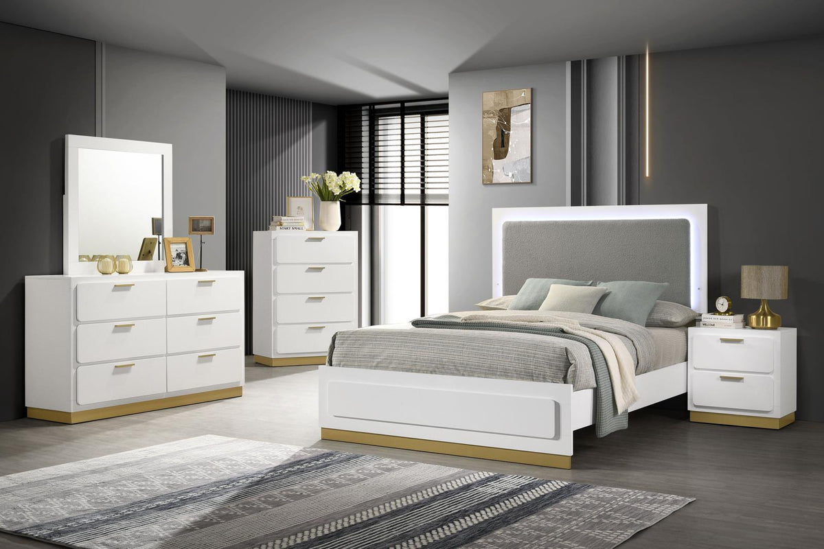 Rear view of Caraway 4-drawer white chest