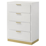 Side view of Caraway 4-drawer white chest