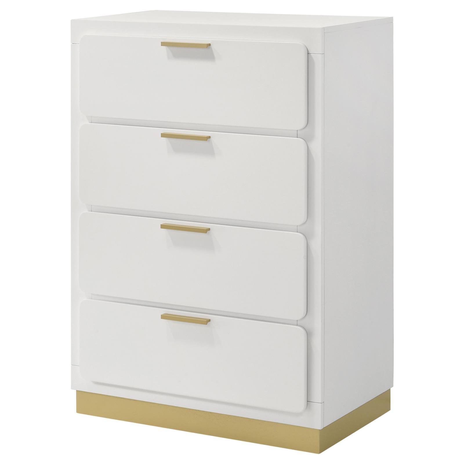 Side view of Caraway 4-drawer white chest