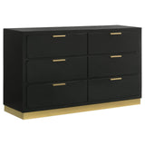 Caraway 6-Drawer Bedroom Dresser Black front view
