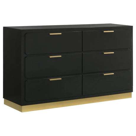 Caraway 6-Drawer Bedroom Dresser Black front view
