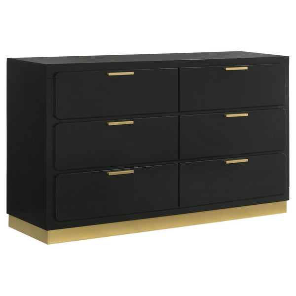 Caraway 6-Drawer Bedroom Dresser Black front view