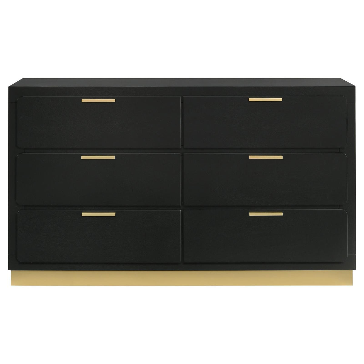 Caraway 6-Drawer Bedroom Dresser Black drawer detail