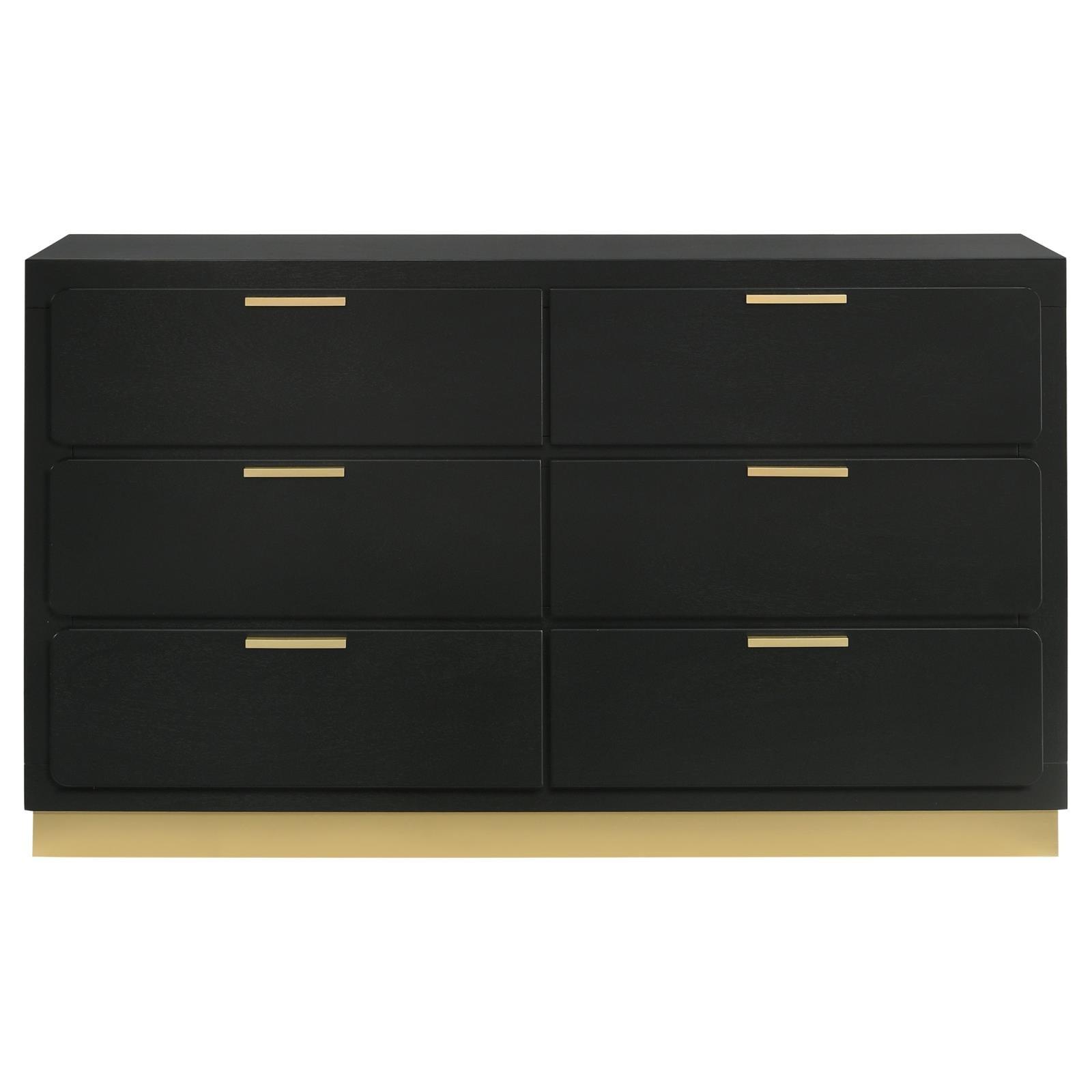 Caraway 6-Drawer Bedroom Dresser Black drawer detail