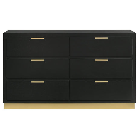 Caraway 6-Drawer Bedroom Dresser Black drawer detail