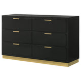 Caraway 6-Drawer Bedroom Dresser Black close-up of handle
